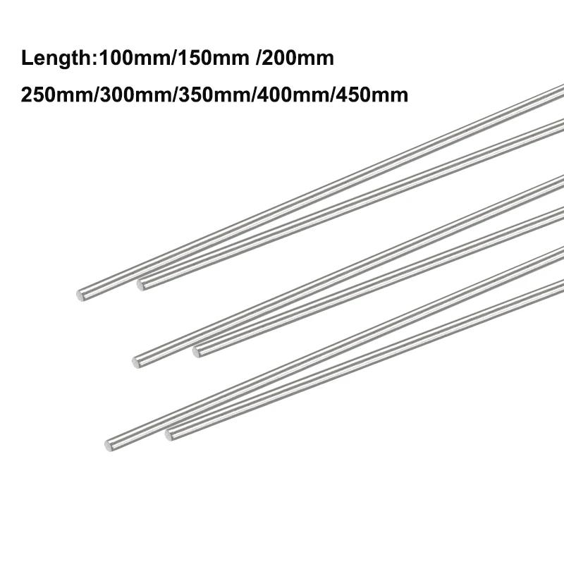 2pcs 304 Stainless Steel Solid Round Rod Diameter 1.6mm Lathe Bar for DIY Craft Tool 100/150/200/250/300/350/400/450